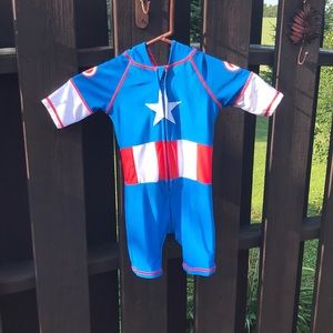 Captain America wet suit style swimwear